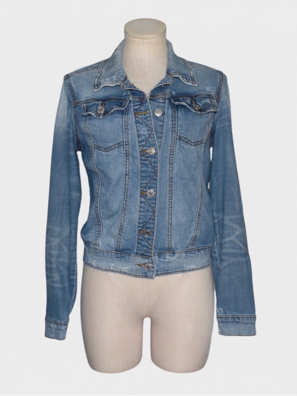 Mossimo‎ Supply Co Distressed Stretch Denim Fitted Jacket